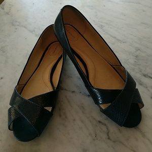 Navy Open Toe Flats
